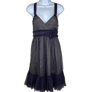 Anthropologie Women's Moulinette Soeurs Dress Violet Size 2 Silk Trim Romantic